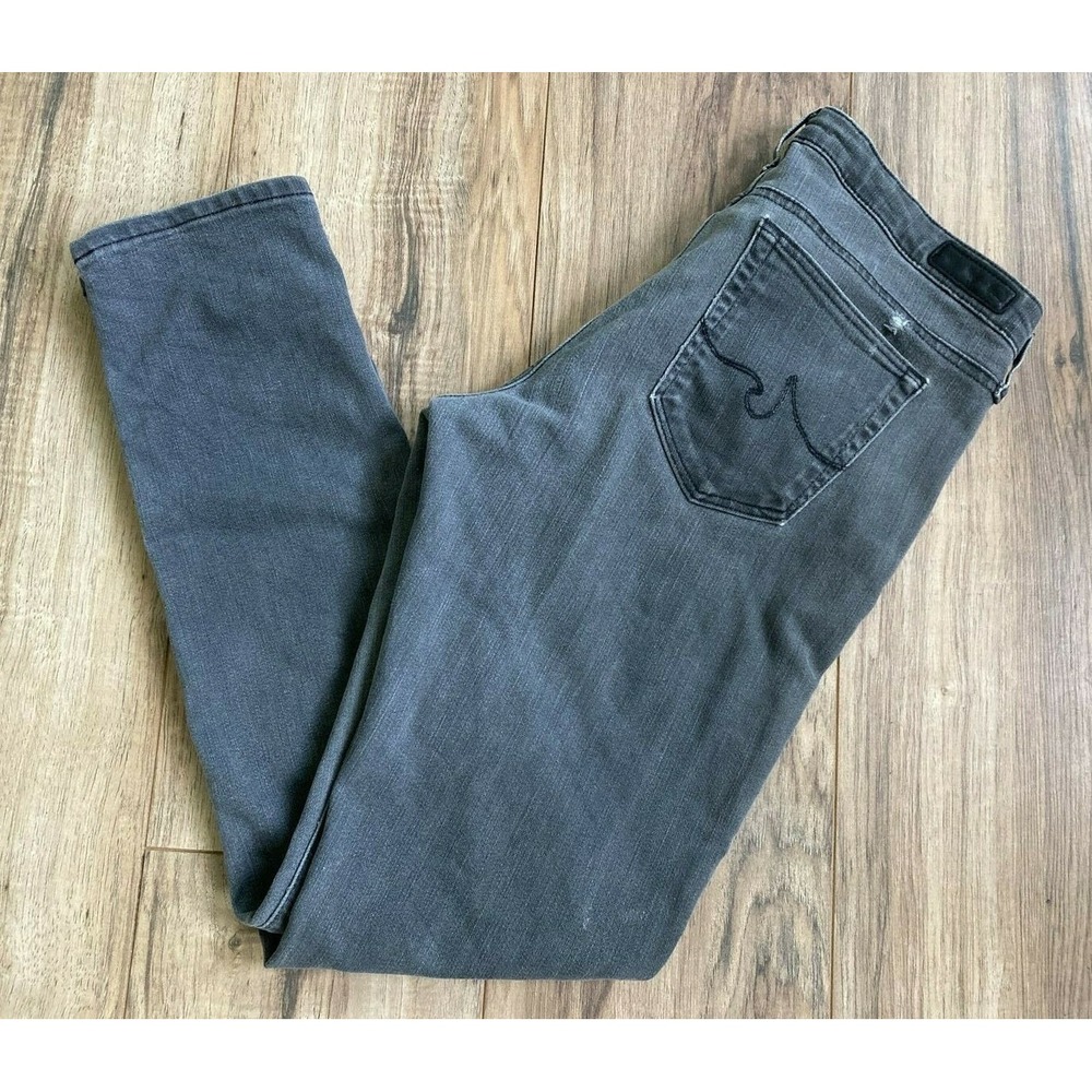AG Adriano Goldschmied Stilt Cigarette Leg Jeans Gray Skinny Distressed Sz 29R